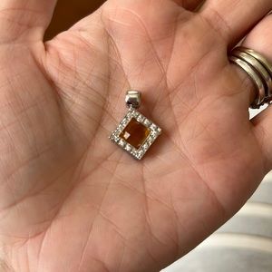 Citrine silver Italy 750 pendant